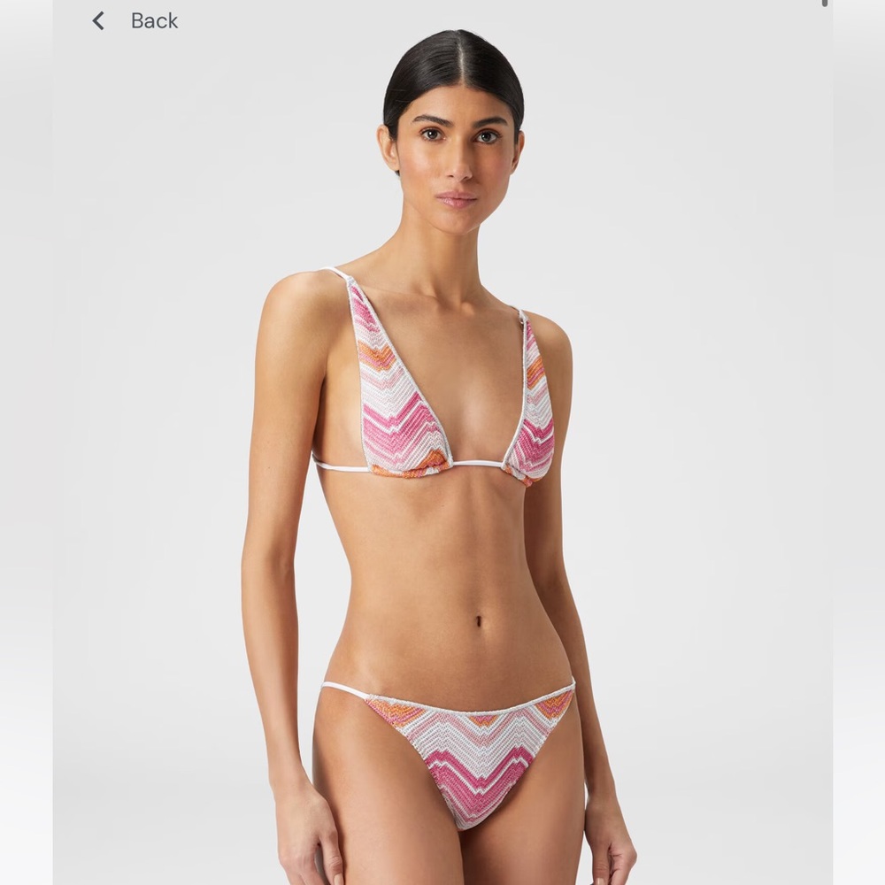 Missoni Pink Orange White Chevron Knit Bikini Rare Small